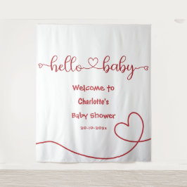 Hallo Baby Red Heart Minimal Baby Dusche Hintergru Wandteppich