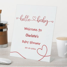 Hallo Baby Red Heart Minimal Baby Dusche Willkomme Sockelschild