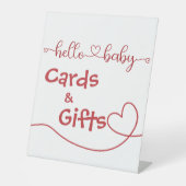 Hallo Baby Red Heart Minimal Karten & Geschenke Sockelschild (Vorderseite)