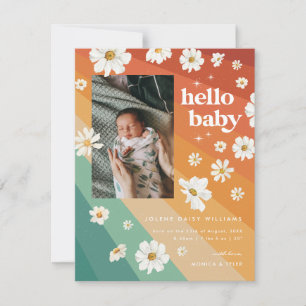 Hallo Baby   Retro Boho Geburtsankündigung
