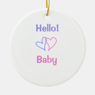 Hallo Baby Rosa Lila Herz Wasserfarbe Boho Keramik Ornament