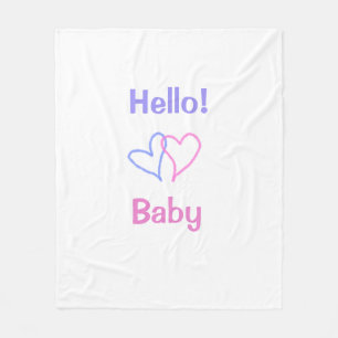 Hallo Baby rosa lila Herzname Wassercolor boho Fleecedecke