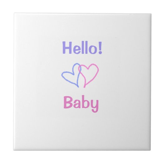 Hallo Baby rosa lila Herzname Wassercolor boho Fliese (Vorderseite)