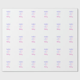Hallo Baby rosa lila Herzname Wassercolor boho Geschenkpapier