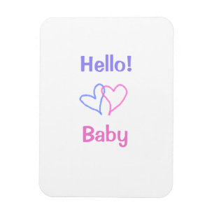 Hallo Baby rosa lila Herzname Wassercolor boho Magnet