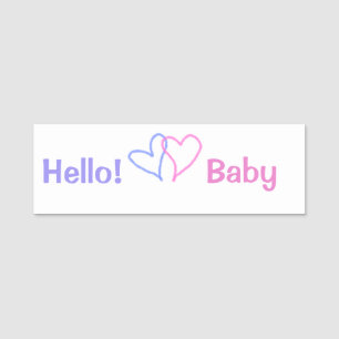 Hallo Baby rosa lila Herzname Wassercolor boho Namensschild