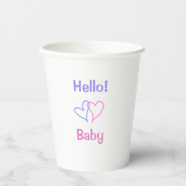 Hallo Baby rosa lila Herzname Wassercolor boho Pappbecher