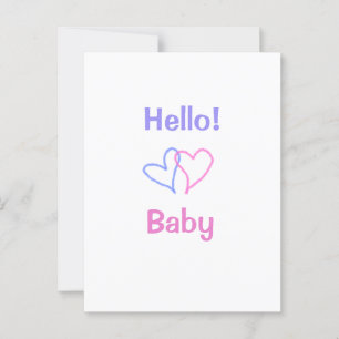 Hallo Baby rosa lila Herzname Wassercolor boho Postkarte