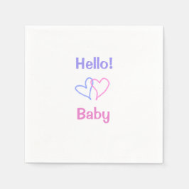 Hallo Baby rosa lila Herzname Wassercolor boho Serviette