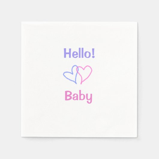 Hallo Baby rosa lila Herzname Wassercolor boho Serviette (Vorderseite)