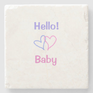 Hallo Baby rosa lila Herzname Wassercolor boho Steinuntersetzer