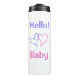 Hallo Baby rosa lila Herzname Wassercolor boho Thermosbecher