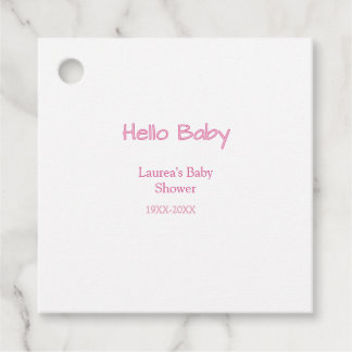 hallo baby rosa pastell baby shower name datum tre geschenkanhänger