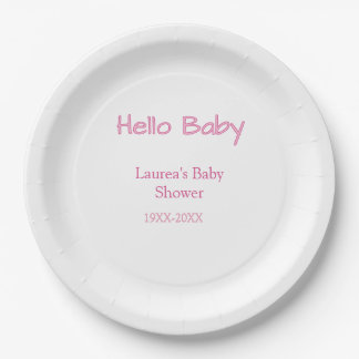 hallo baby rosa pastell baby shower name datum tre pappteller