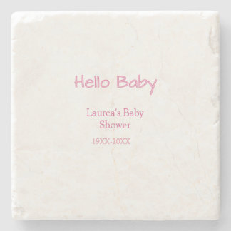 hallo baby rosa pastell baby shower name datum tre steinuntersetzer