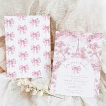 Hallo Baby Rosa Schleife Toile de Jouy Babyparty