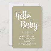 Hallo Baby Sage Green Baby Dusche Einladung (Vorderseite)