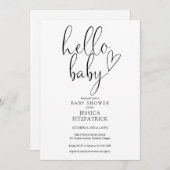 Hallo Baby Script Black and White Baby Dusche Einladung (Vorne/Hinten)