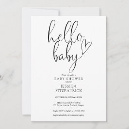 Hallo Baby Script Black and White Baby Dusche Einladung