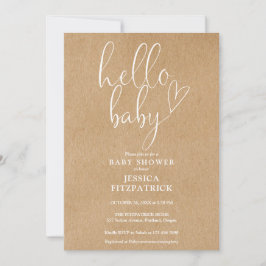 Hallo Baby Script Boho Kraft Baby Shower Einladung