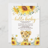 Hallo Baby Sunflower Lion Cub Jungle Dusche Einladung (Vorderseite)