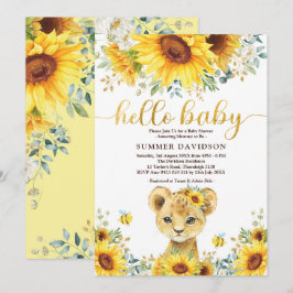 Hallo Baby Sunflower Lion Cub Jungle Dusche Einladung