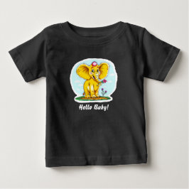 Hallo Baby! – Süßes Elefanten-Baby-T-Shirt (Schwar Baby T-shirt