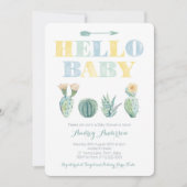 Hallo Baby Team Green Genderless Cacti Baby Dusche Einladung (Vorderseite)