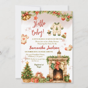 Hallo Baby Weihnachten Winterfeier Baby Shower Einladung