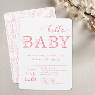 Hallo Baby Wildflower Baby Shower Einladung