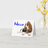 Hallo Basset Hound Welpen Hundenkarte Karte (Gelbe Blume)
