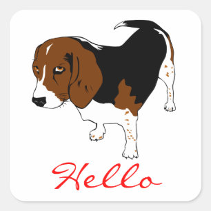 Hallo Beagle Welpen Hund Gruß Aufkleber