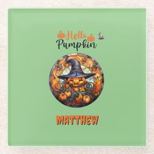 Hallo Beängstigend Hallowe'en Pumpkin Glasuntersetzer (Vorderseite)