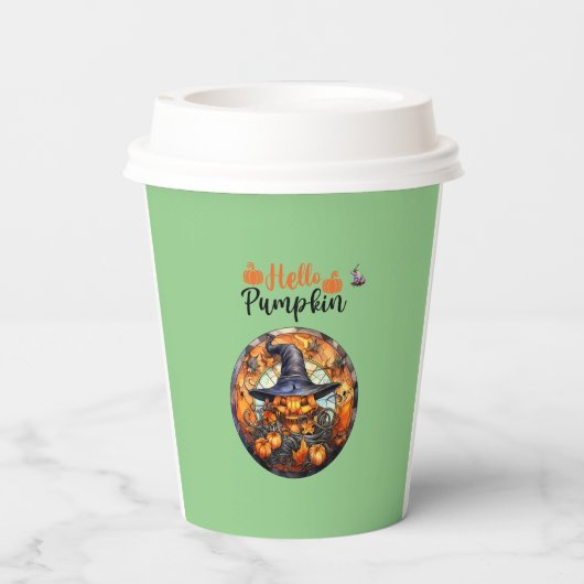 Hallo Beängstigend Hallowe'en Pumpkin Pappbecher (Rückseite)