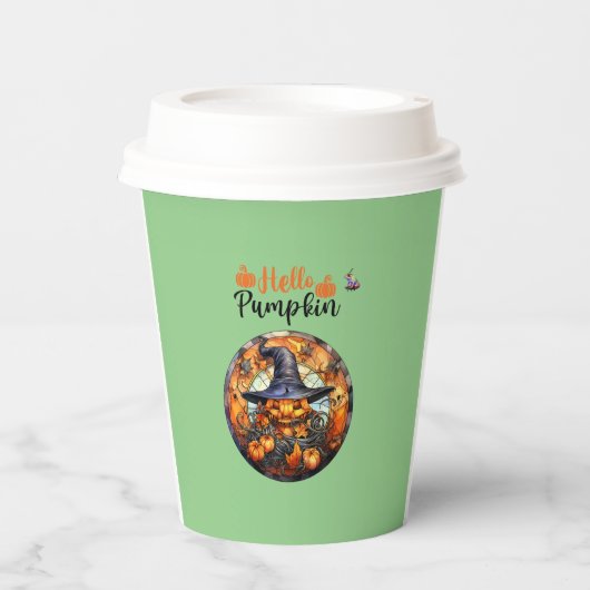 Hallo Beängstigend Hallowe'en Pumpkin Pappbecher (Vorderseite)