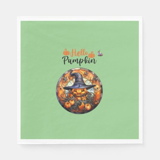 Hallo Beängstigend Hallowe'en Pumpkin Serviette (Vorderseite)