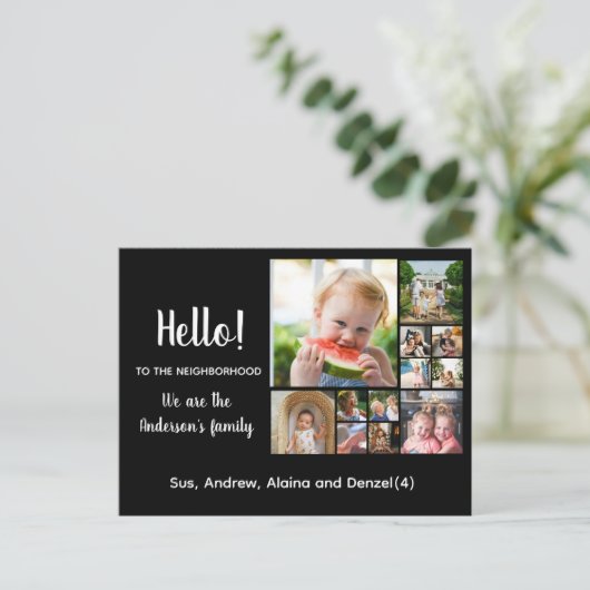 Hallo, bearbeitbar Wir sind neu auf dem Nachbarsch Postkarte (Stehend Vorderseite)