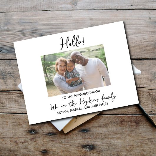 Hallo, bearbeitbar Wir sind neu im Nachbarschafts- Postkarte