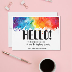 Hallo, bearbeitbar Wir sind neu in der Nachbarscha Einladung