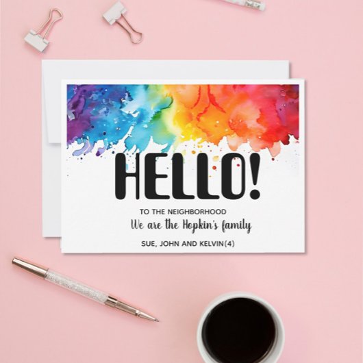 Hallo, bearbeitbar Wir sind neu in der Nachbarscha Einladung