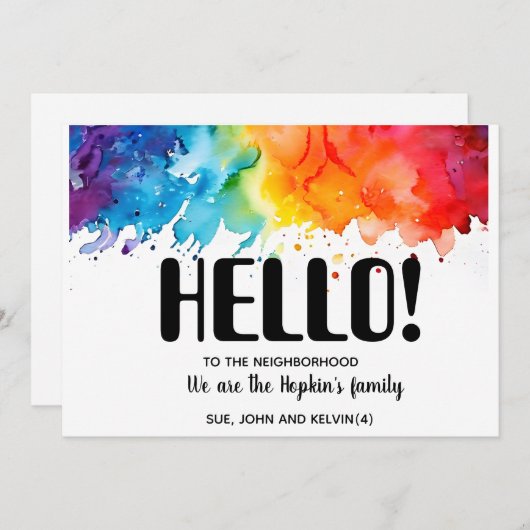 Hallo, bearbeitbar Wir sind neu in der Nachbarscha Einladung (Vorne/Hinten)