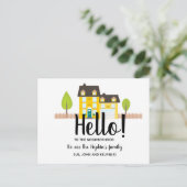 Hallo, bearbeitbar Wir sind neu in der Nachbarscha Postkarte (Stehend Vorderseite)