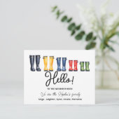 Hallo, bearbeitbar Wir sind neu in der Nachbarscha Postkarte (Stehend Vorderseite)