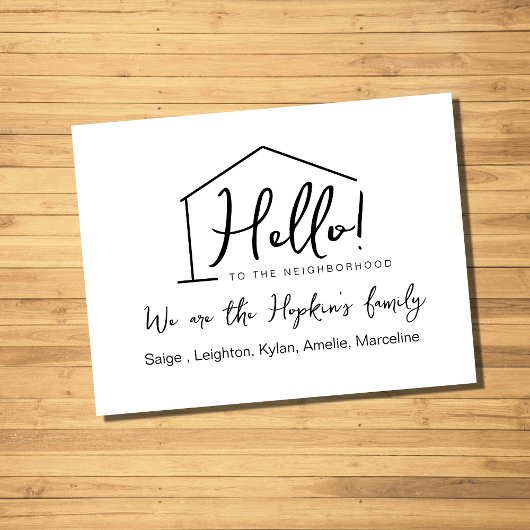 Hallo, bearbeitbar Wir sind neu in der Nachbarscha Postkarte