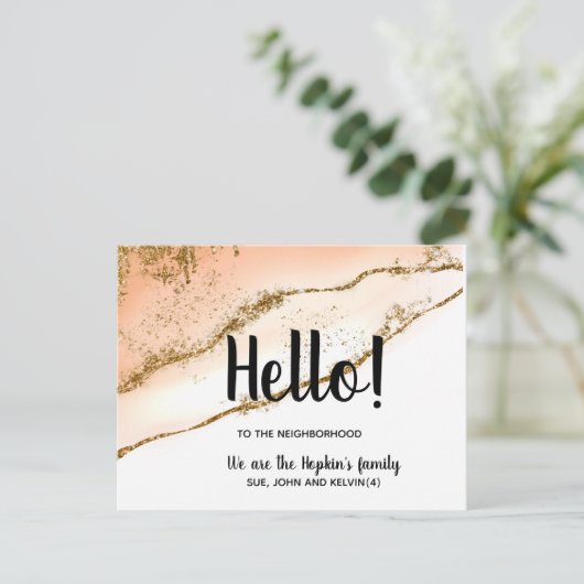 Hallo, bearbeitbar Wir sind neu in der Nachbarscha Postkarte (Stehend Vorderseite)