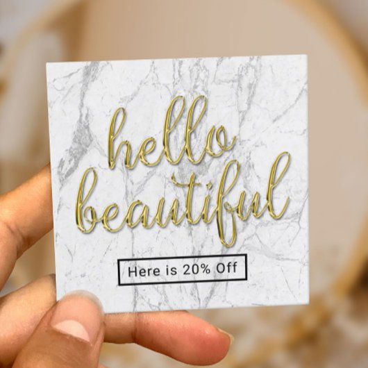 Hallo Beautiful 3D Gold Script Marble Referenz Empfehlungskarte