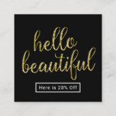Hallo Beautiful 3D Gold Script Salon Referenz Empfehlungskarte (Vorderseite)