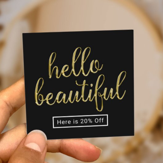 Hallo Beautiful 3D Gold Script Salon Referenz Empfehlungskarte