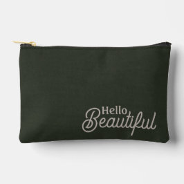Hallo Beautiful Add Name Dark Green Beige Textur Zubehörtasche