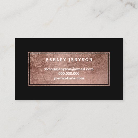 Hallo Beautiful elegante Rose Gold Typografie schw Visitenkarte (Rückseite)